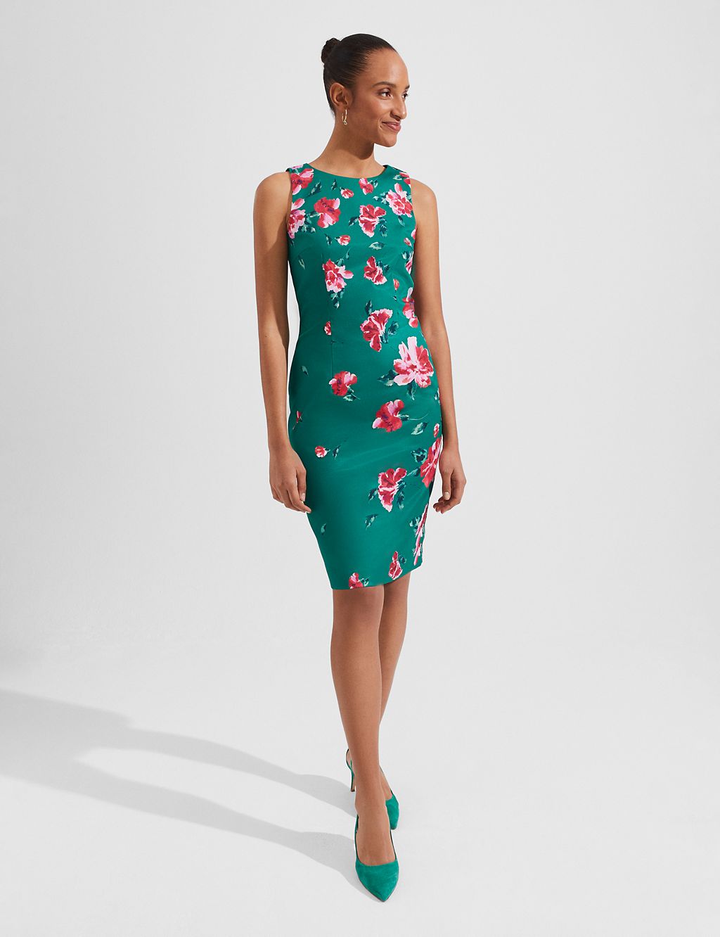 Floral Round Neck Knee Length Bodycon Dress 3 of 7