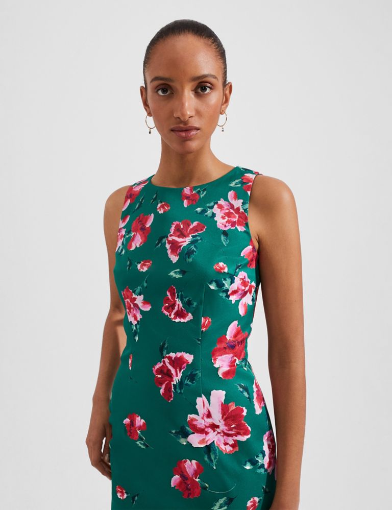 Floral Round Neck Knee Length Bodycon Dress 3 of 7