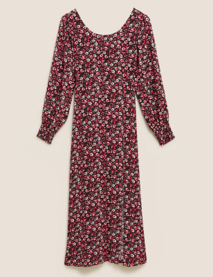 Floral Round Neck Midaxi Waisted Dress – M&S COLLECTION