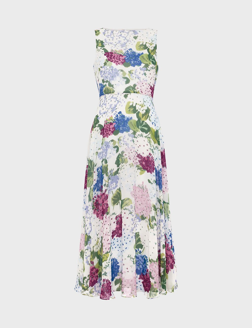 Floral Round Neck Midaxi Waisted Dress 1 of 8