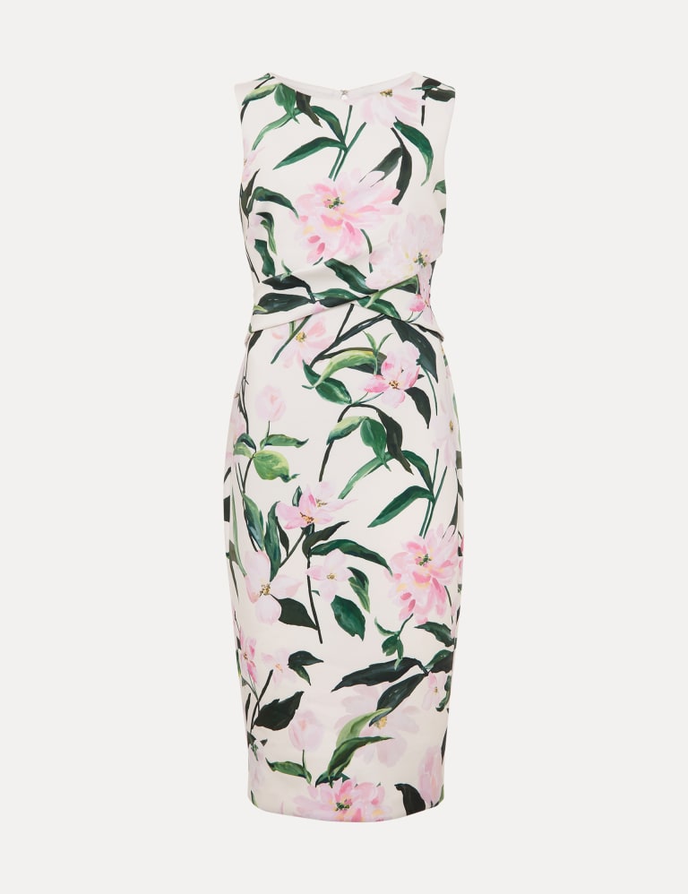 Floral Round Neck Midi Column Dress 2 of 8