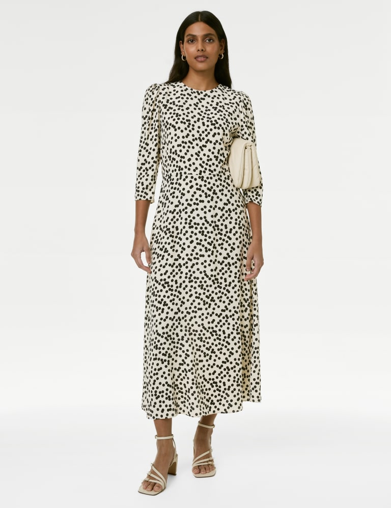 Long sleeve floral tea dress best sale