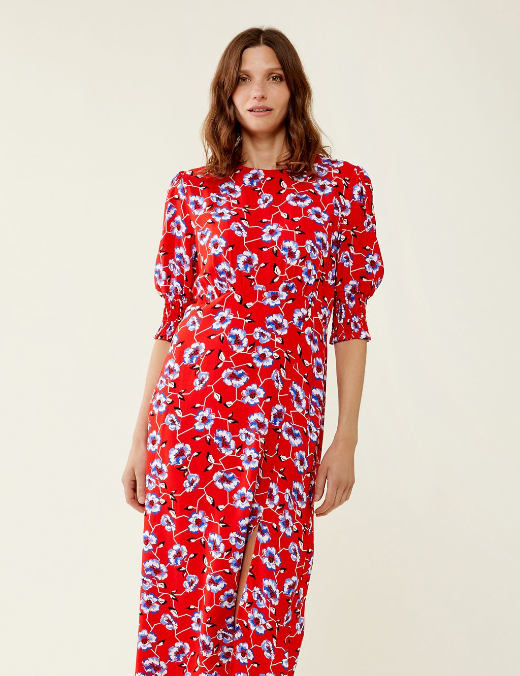 Floral Round Neck Midi Tea Dress | Finery London | M&S