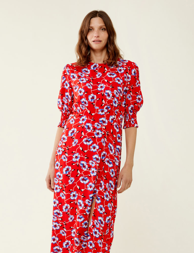 Floral Round Neck Midi Tea Dress 1 of 4