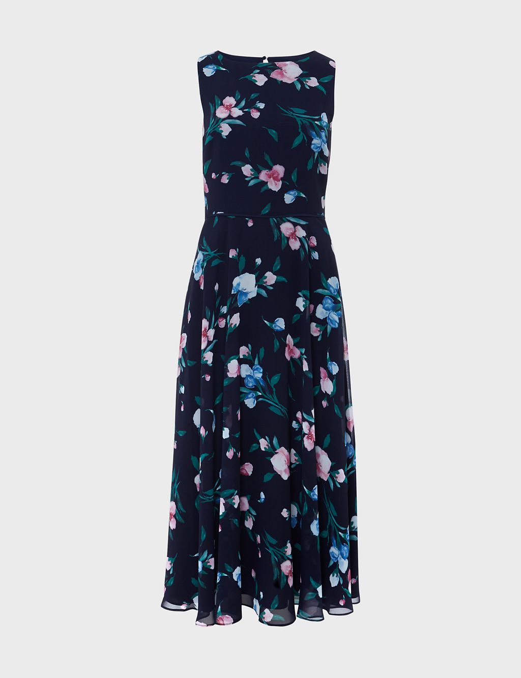 Floral Round Neck Midi Waisted Dress 1 of 5