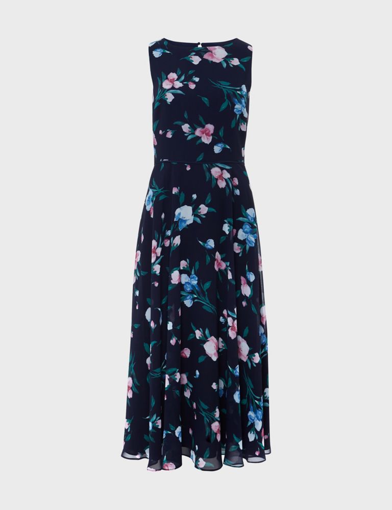 Floral Round Neck Midi Waisted Dress 2 of 5