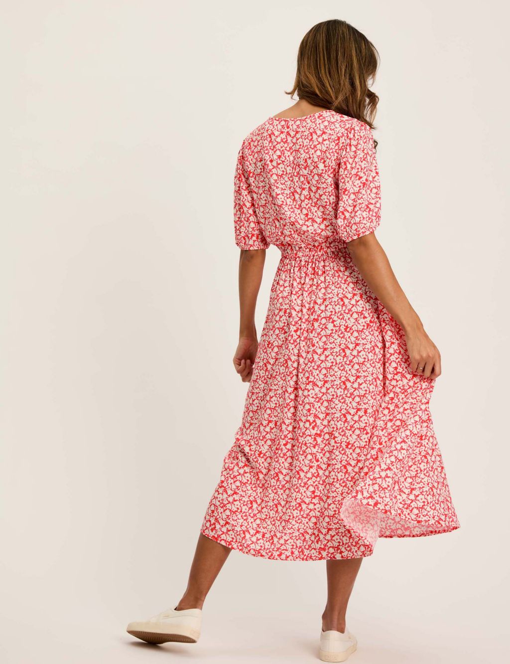 Floral Round Neck Midi Waisted Dress 2 of 8