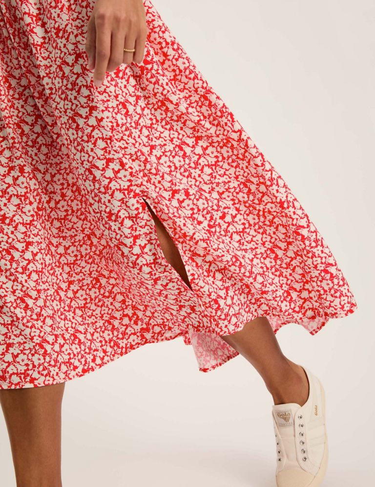 Floral Round Neck Midi Waisted Dress 6 of 8