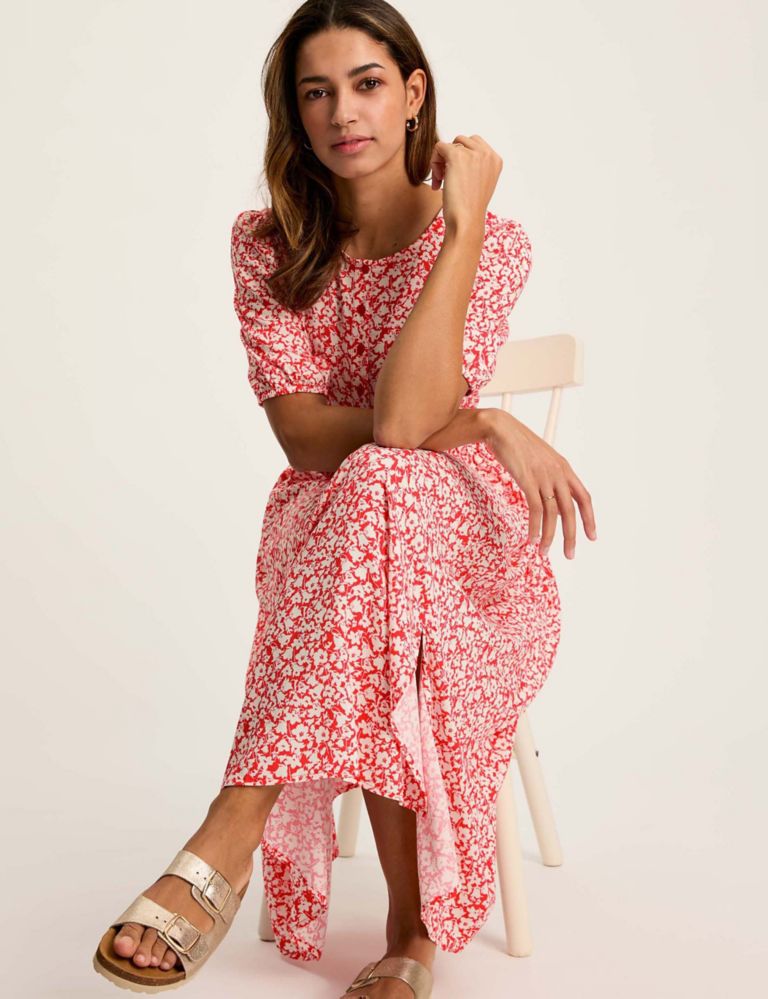 Floral Round Neck Midi Waisted Dress 8 of 8