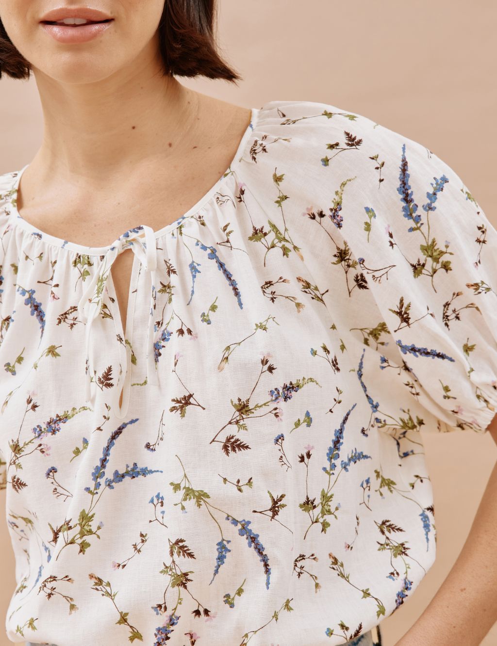 Floral Round Neck Popover Blouse 4 of 4