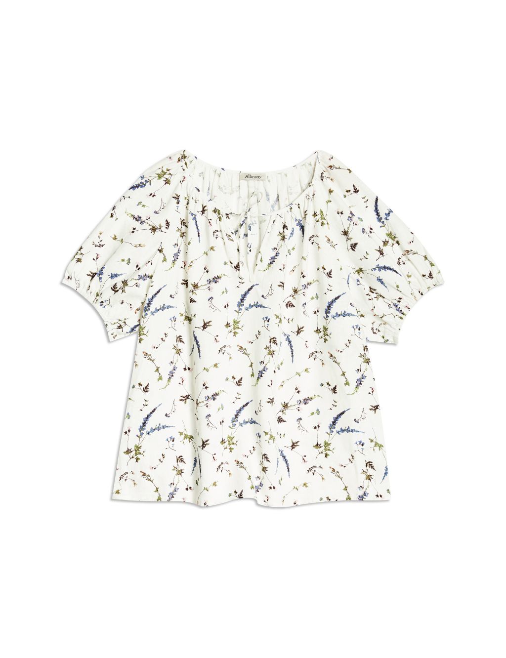 Floral Round Neck Popover Blouse 1 of 4