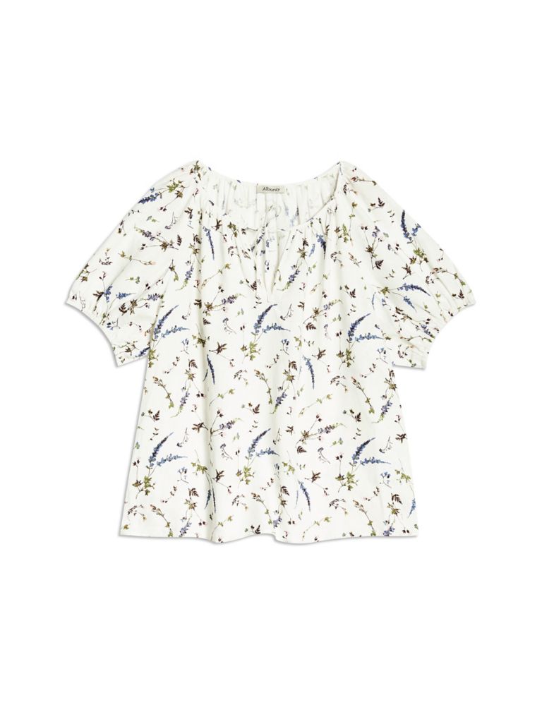 Floral Round Neck Popover Blouse 2 of 4