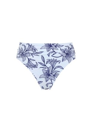 Floral Ruched High Waisted Bikini Bottoms Image 2 of 3