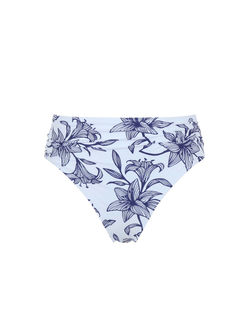 Floral Ruched High Waisted Bikini Bottoms 1 of 3