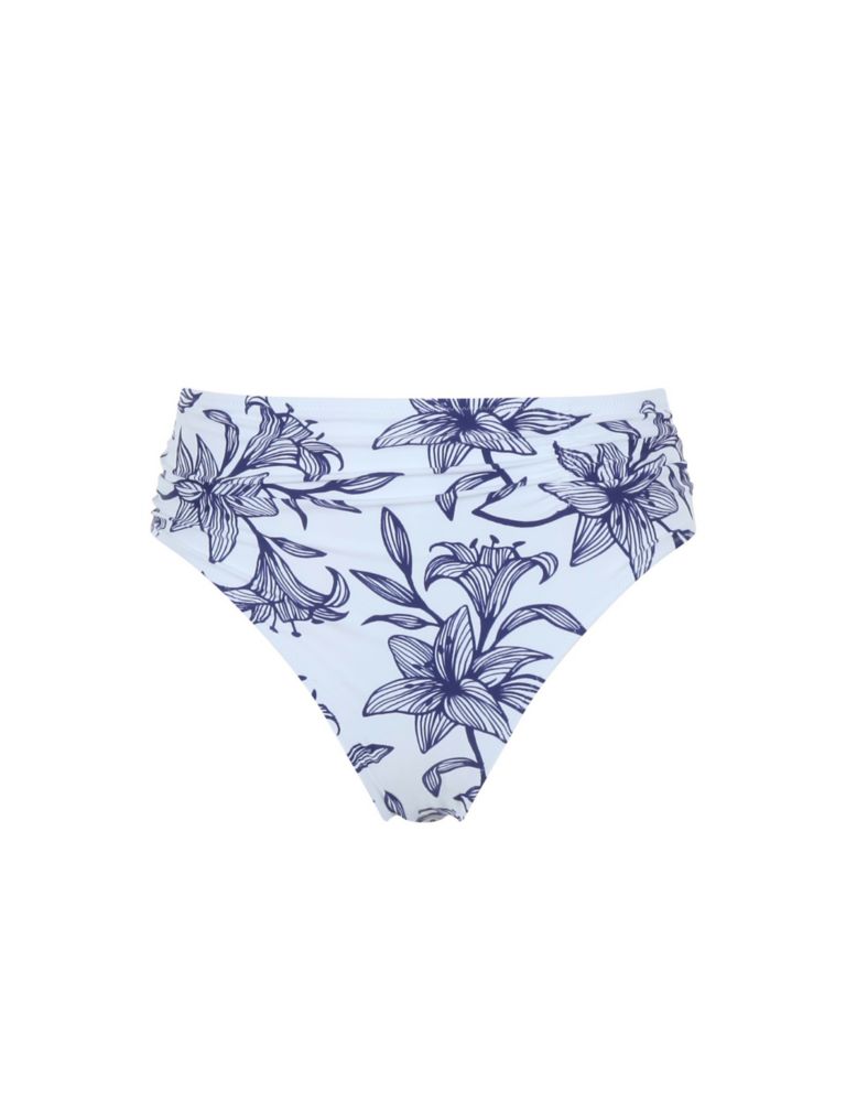 Floral Ruched High Waisted Bikini Bottoms 2 of 3