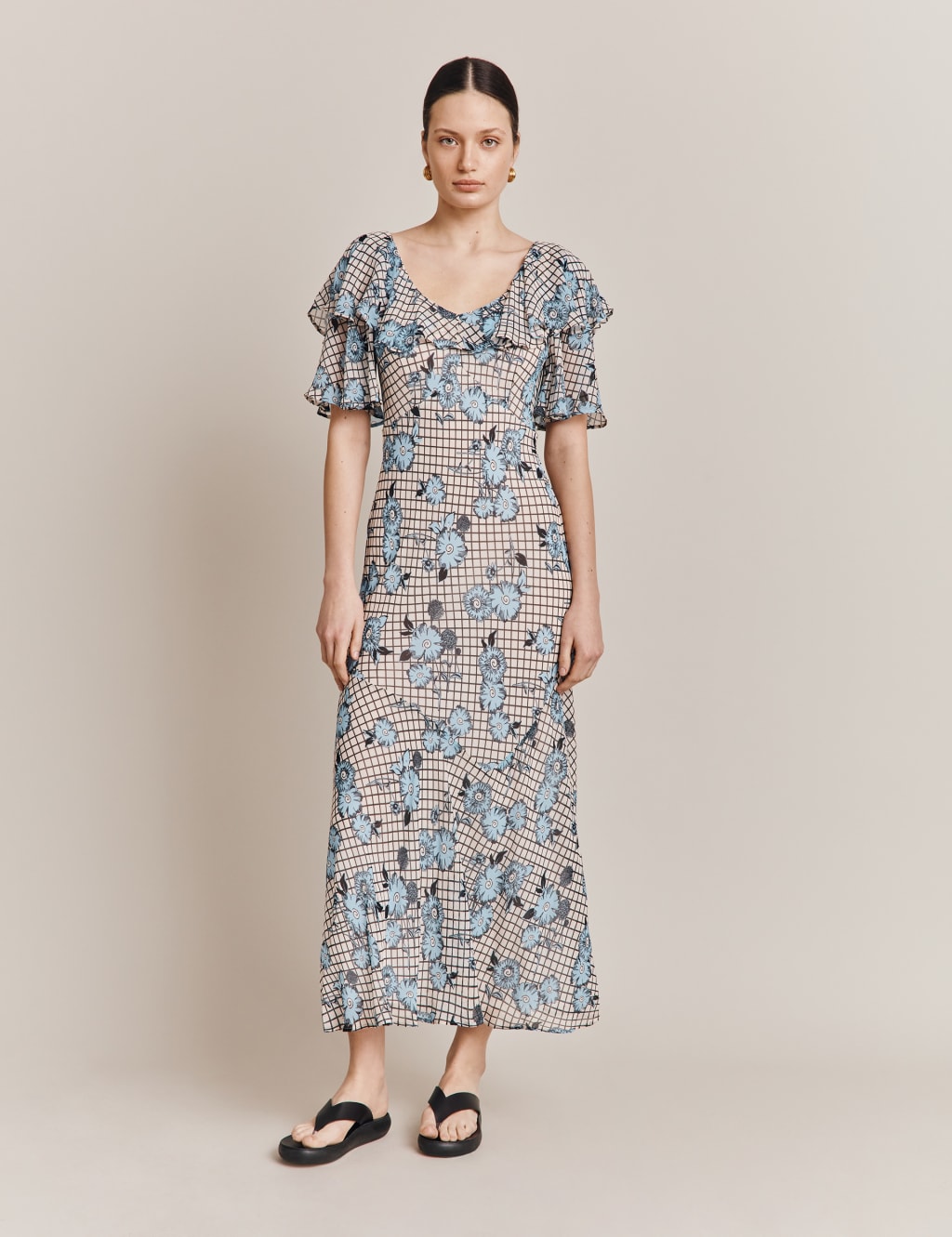 Floral Ruffle Midaxi Tea Dress Ghost M&S