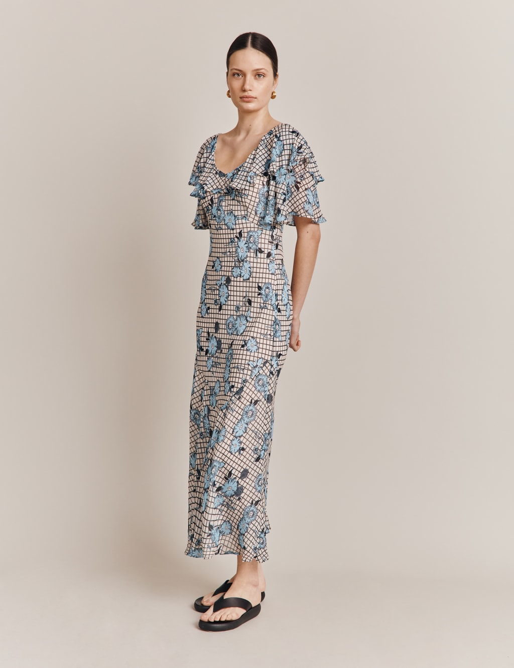 Floral Ruffle Midaxi Tea Dress Ghost M&S