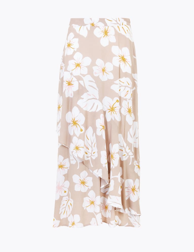Floral Ruffle Midi Wrap Skirt M&S Collection M&S