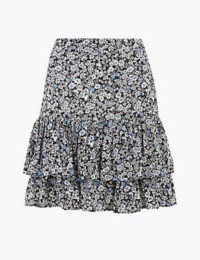 Floral Ruffle Mini A-Line Skirt Image 2 of 6
