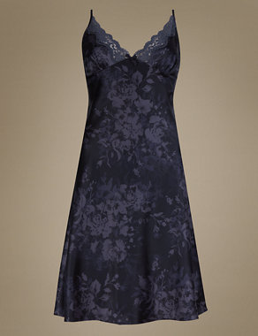 Floral Satin Chemise Image 2 of 3