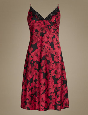 Floral Satin Chemise Image 2 of 3