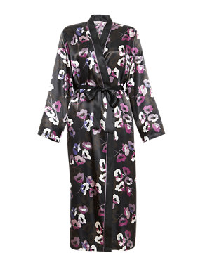 Floral Satin Dressing Gown Image 2 of 5