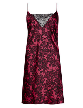 Floral Satin Lace Chemise Image 2 of 4