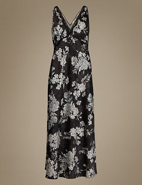 Floral Satin Long Nightdress Image 2 of 3