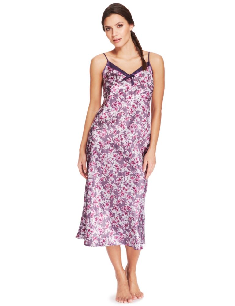 Floral Satin Long Nightdress 1 of 5
