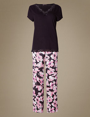 Floral Satin Pyjamas Image 2 of 4