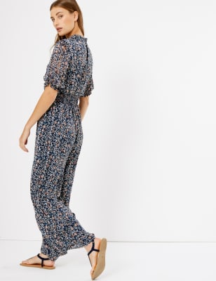 shirred waist jumpsuit