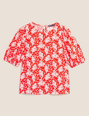Floral Short Sleeve Blouse Image 2 of 4