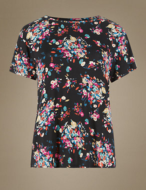 Floral Short Sleeve Pyjama Top Image 2 of 4