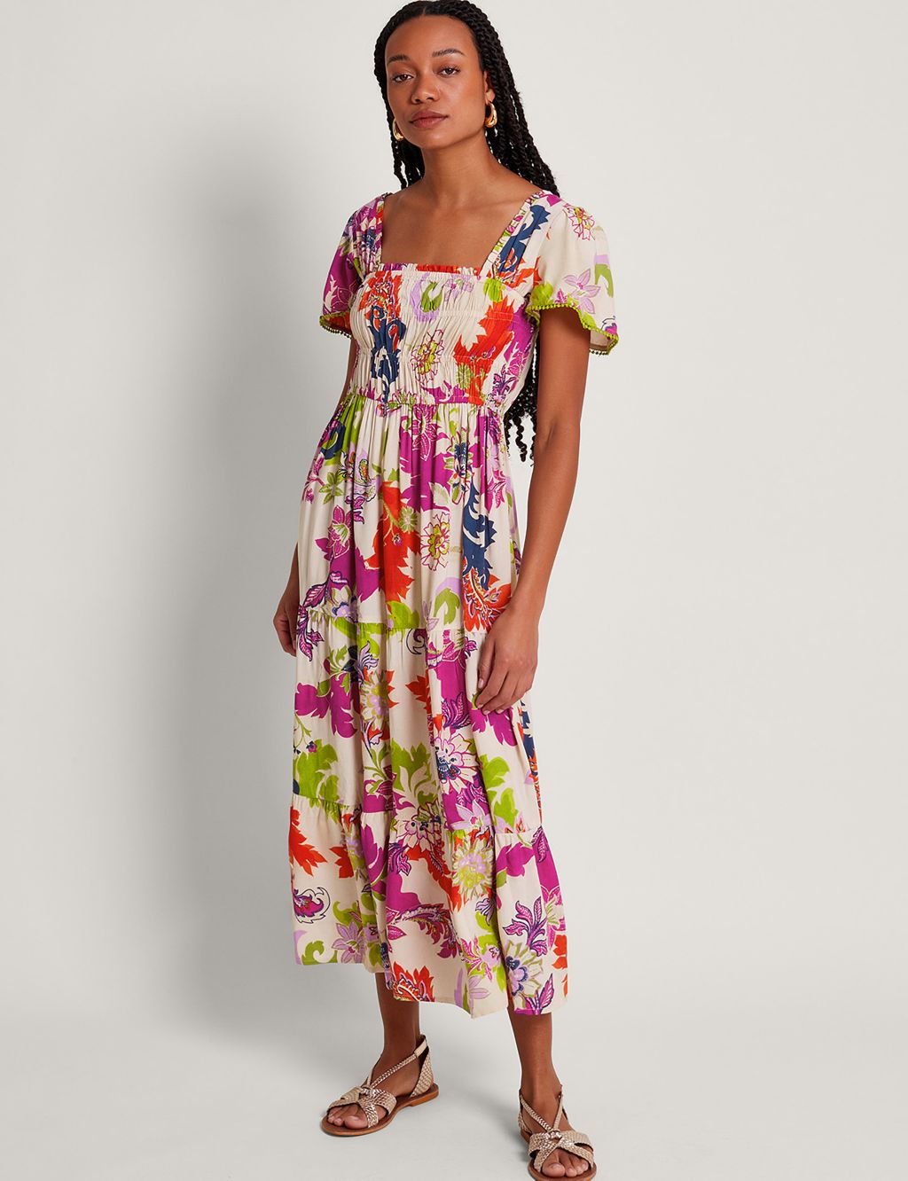 Floral Square Neck Midaxi Swing Dress | Monsoon | M&S
