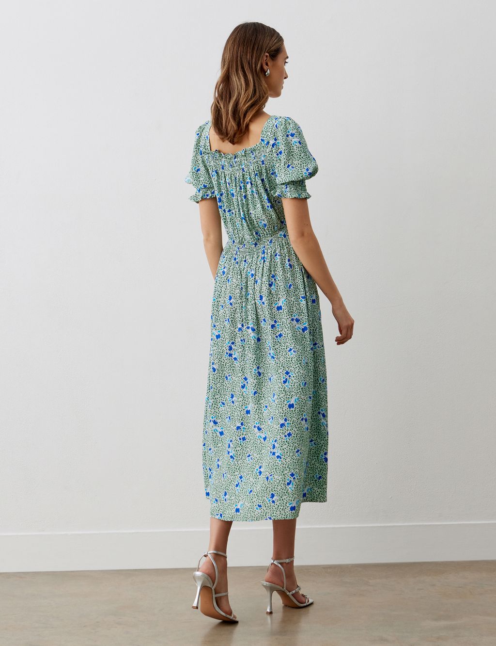 Floral Square Neck Midaxi Waisted Dress 1 of 4
