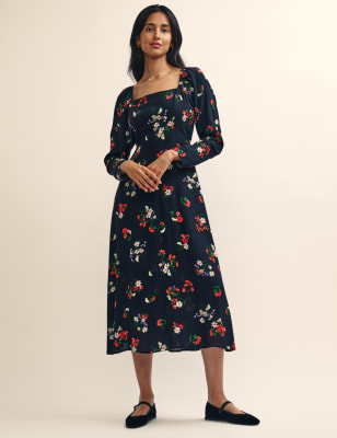 Square neck cheap midi dress