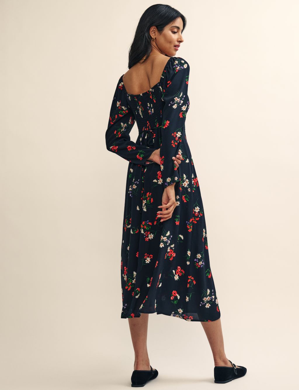 Floral Square Neck Midi Waisted Dress 1 of 4