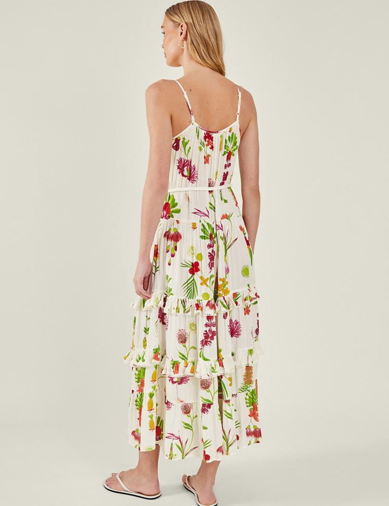 Floral Strappy Tie Waist Maxi Tiered Dress 4 of 4