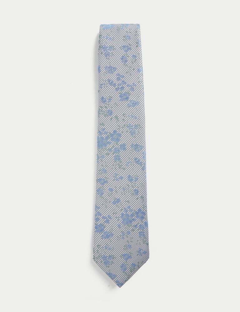 Floral Striped Pure Silk Tie 1 of 2