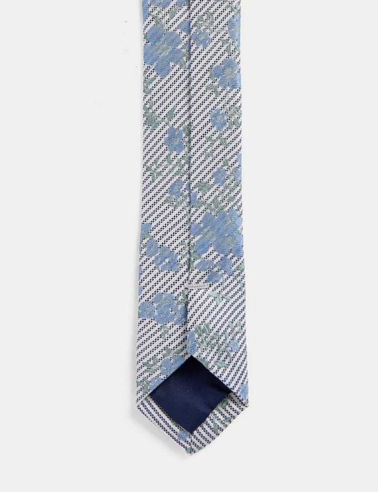 Floral Striped Pure Silk Tie 2 of 2