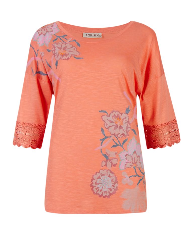 Floral T-Shirt with Modal 3 of 4