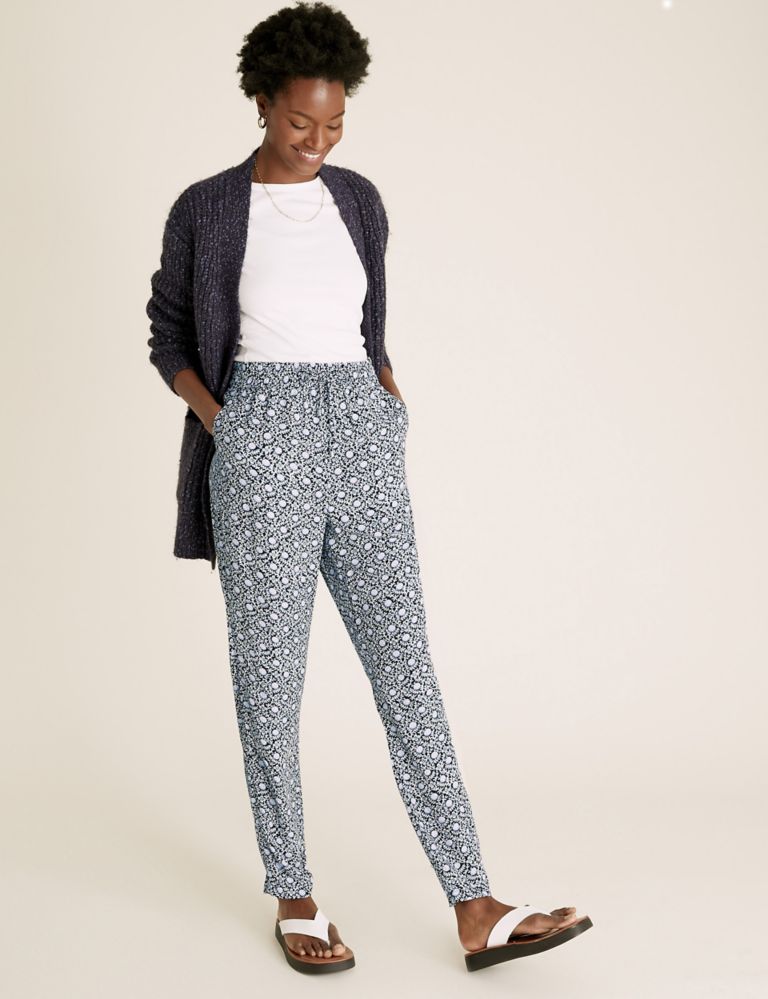 Floral Tapered Ankle Grazer Trousers 1 of 6