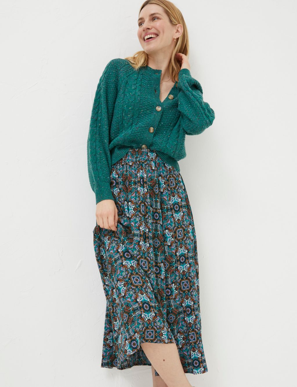 Floral Textured Midi Slip Skirt | FatFace | M&S