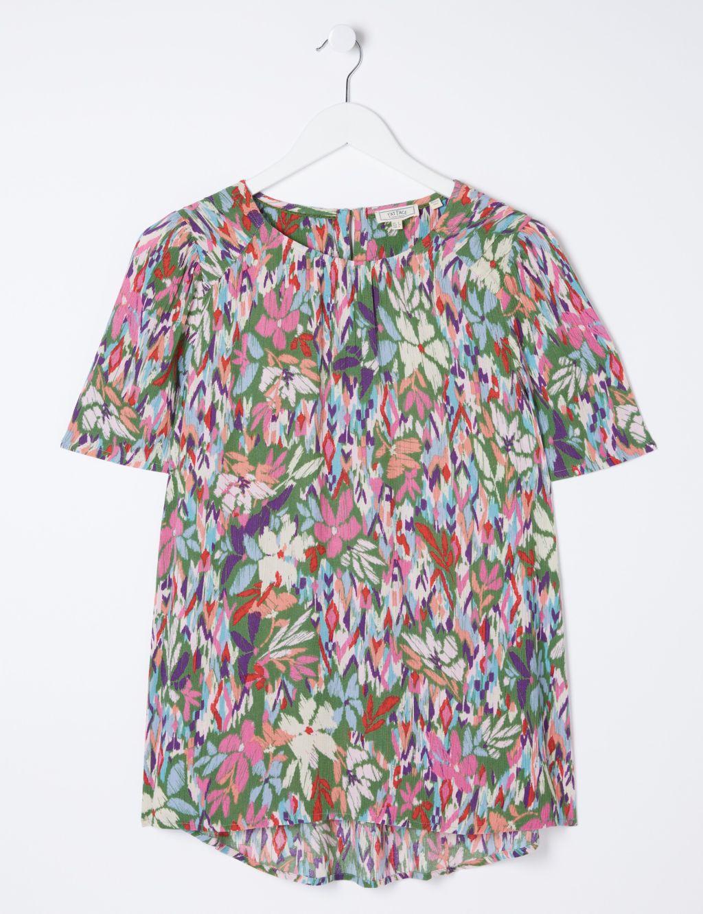 Floral Textured Round Neck Blouse 1 of 6