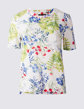 Floral Textured Short Sleeve Top Image 2 of 5