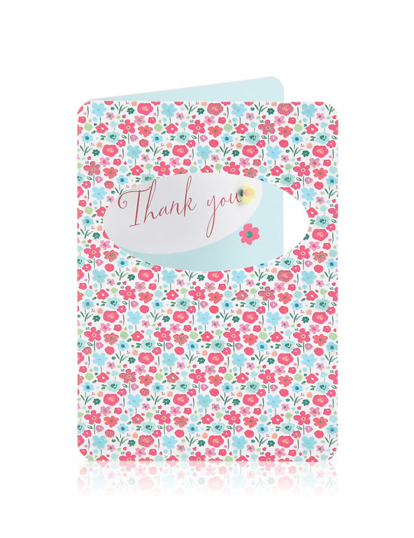 Floral Thank You Greetings Card Image 1 of 2