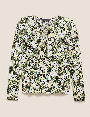 Floral Tie Neck Long Sleeve Top Image 2 of 6