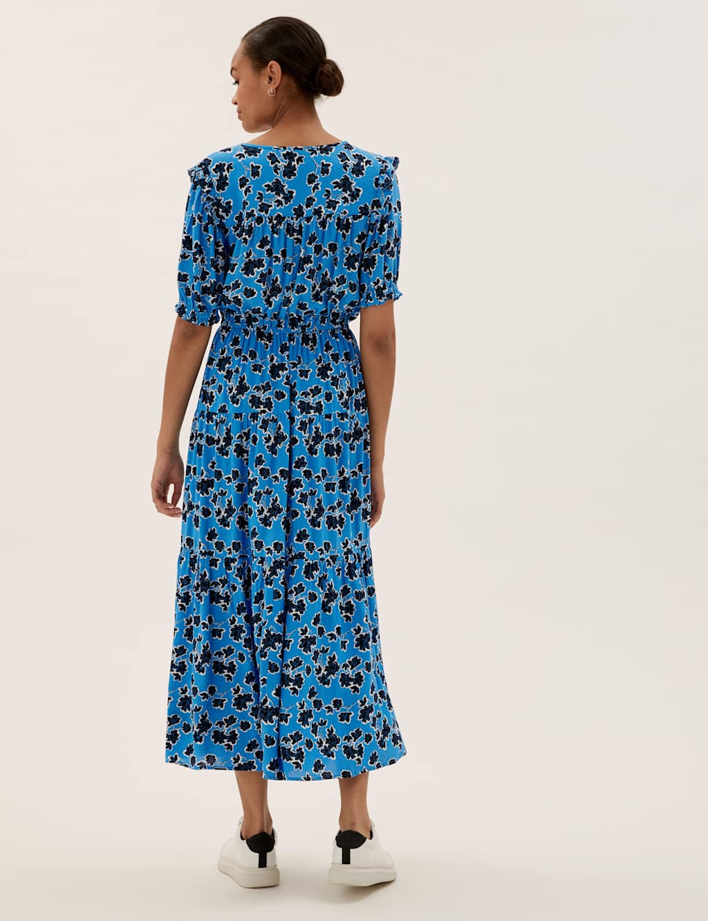 Floral Tie Neck Midaxi Waisted Dress 4 of 5