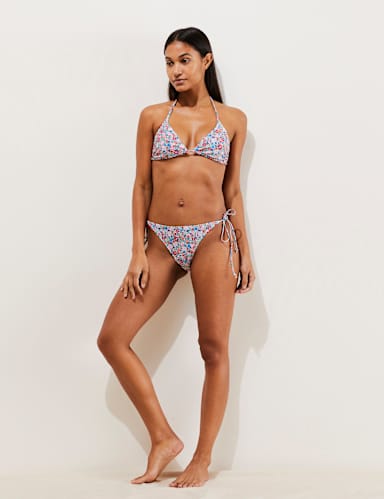 Floral Tie Side High Leg Bikini Bottoms 1 of 5