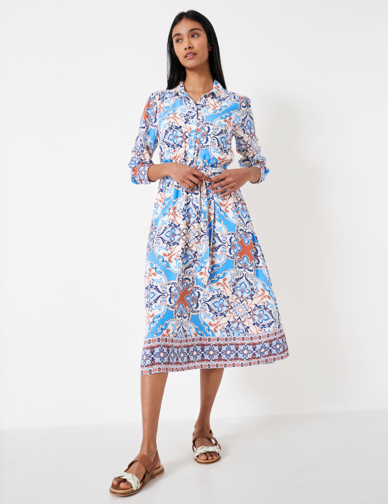 Floral tie waist shirtdress clearance